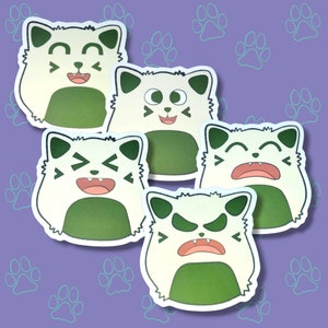 Cat-Cute-Matte Onyagiri - Rice Ball - Kawaii Onigiri Cat Face Sticker |Cat Expressions Funny Sticker Matte| 3&quot;x3&quot;