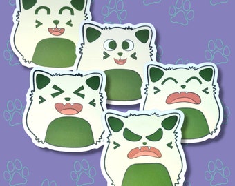 Kawaii Onigiri Cat Face Sticker: Funny Expressions, Waterproof Matte Vinyl