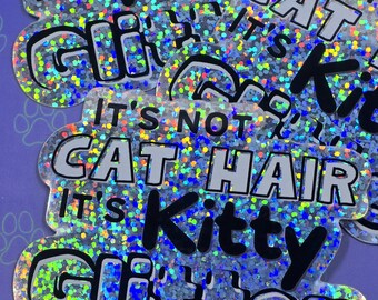 Cat-Cute-Glitter Kitty Glitter |Glitter Sticker| 3"x2.33"