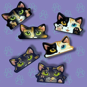 2 Pack Cat-Mini-Peekers Sticker |Katzengesicht und Pfoten| Nesselstoff-Schildplatt 50x30cm - 50x30mm