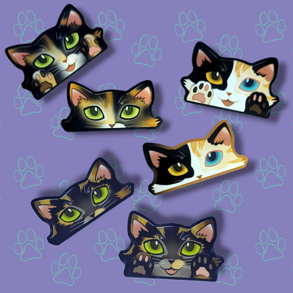 2x Peeking Cat Vinyl Decal Original From 2018 Cat Sticker 