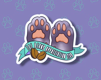 Cat-Cute Toe Beans Appreciation Club Flexible Magnet |Cat Fridge Magnet| 3"x2"