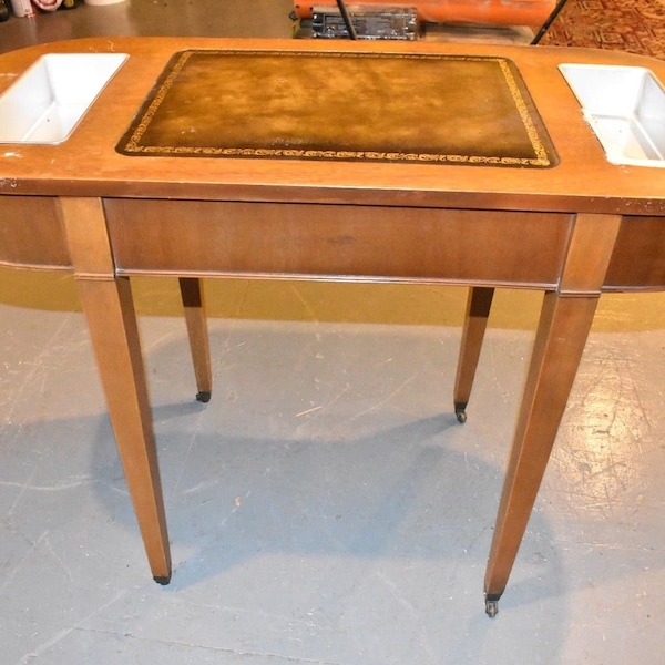 Vintage Plant Stand, Leather Top Table, Home Office