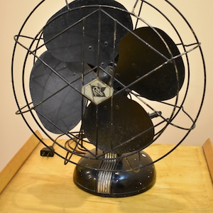 Steam Punk Antique Retro circa 1940 Pre War Art Deco Robbins & Myers Table Top Vintage Fan