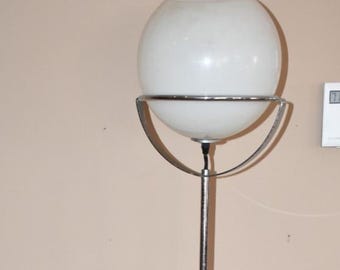 MCM Chrome Globe Floor Lamp White Milk Glass Orb Space Age 1960s Retro Lighting