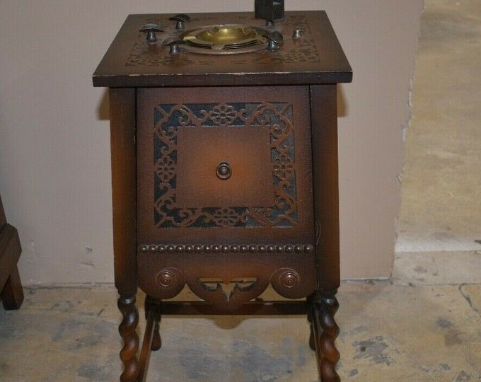 Antique Cigar Humidor Smoke Stand, Tobacciana Side Table Etsy