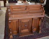Antique Victorian Pump Organ Drop Front Desk, Dining Bar