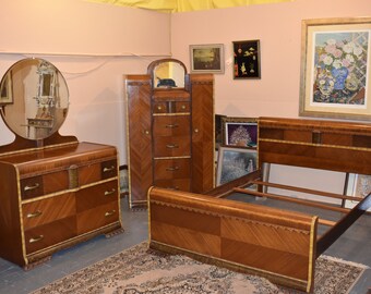 art deco couch bed mid century modern art deco waterfall full size bedroom set vintage furniture deco furniture etsy art deco couch bed mid century modern art deco waterfall full size bedroom set vintage furniture deco furniture etsy