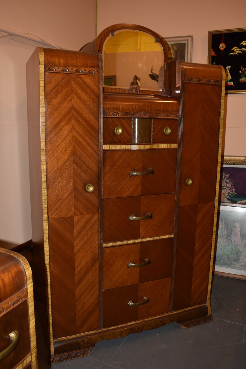 Mid Century Modern Art Deco Waterfall Full Size Bedroom Set Etsy