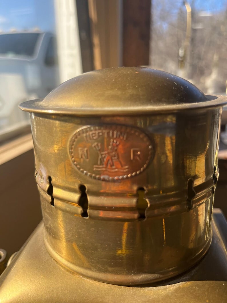 Vintage N R Neptune Brass Oil Lantern image 3