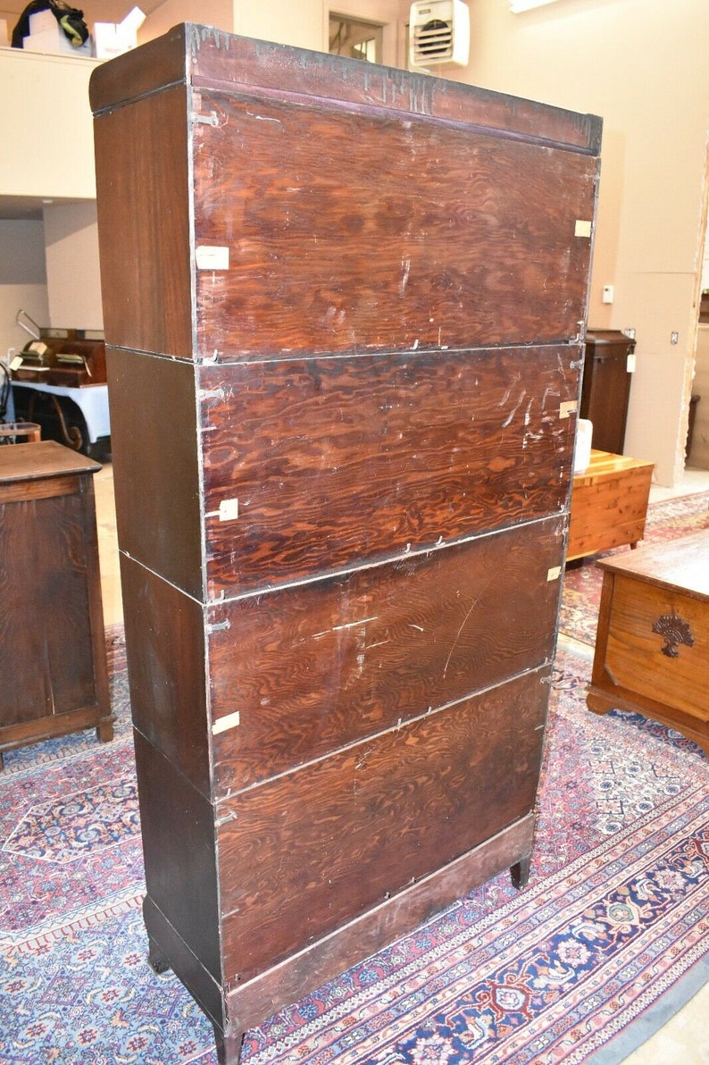 Antique Lundstrom Barrister Bookcase With Leaded Glass 4 Etsy