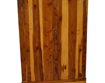 Antique, Two Door Vintage Solid Red Cedar Wardrobe Armoire Closet