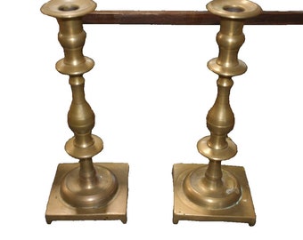 Antique Brass Candlesticks, Set of 2