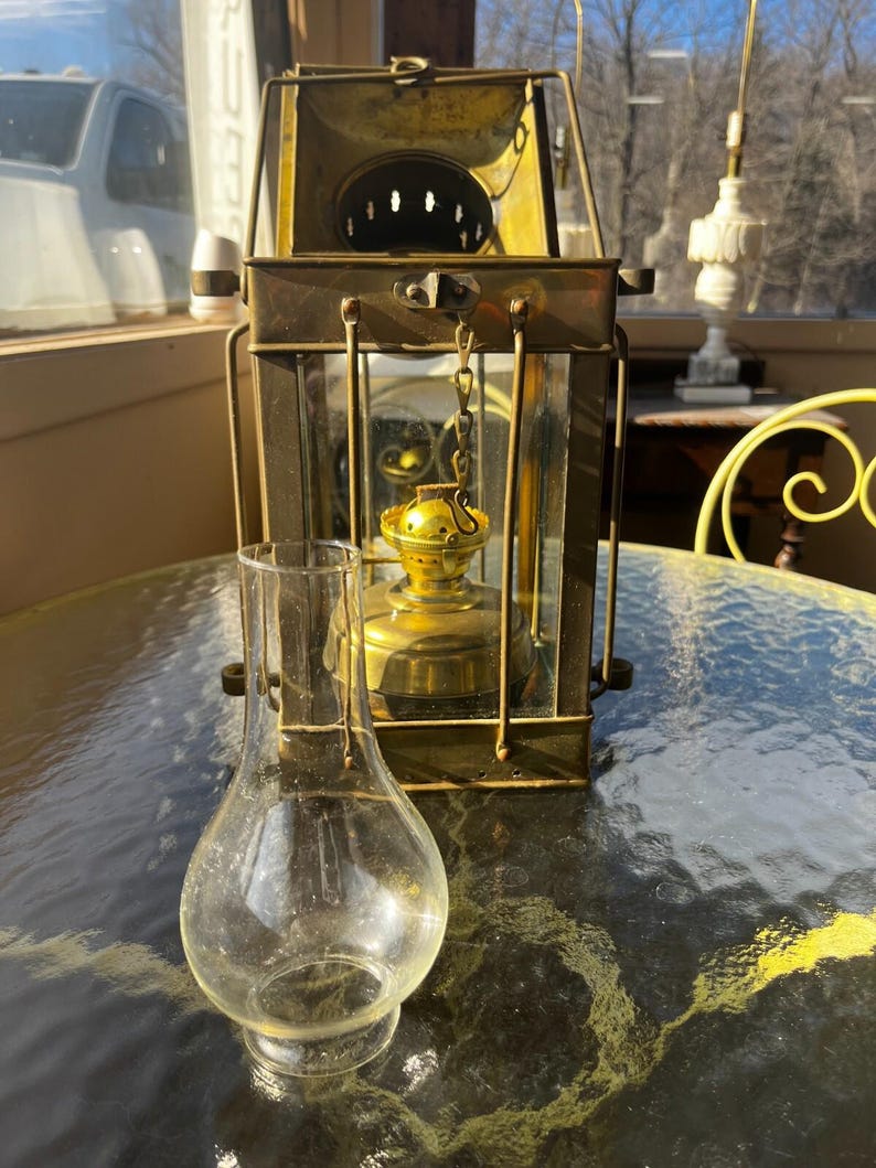 Vintage N R Neptune Brass Oil Lantern image 9