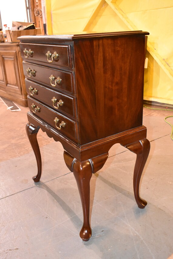 Vintage Cherry Silverware Chest Table Queen Anne Legs Dining Etsy