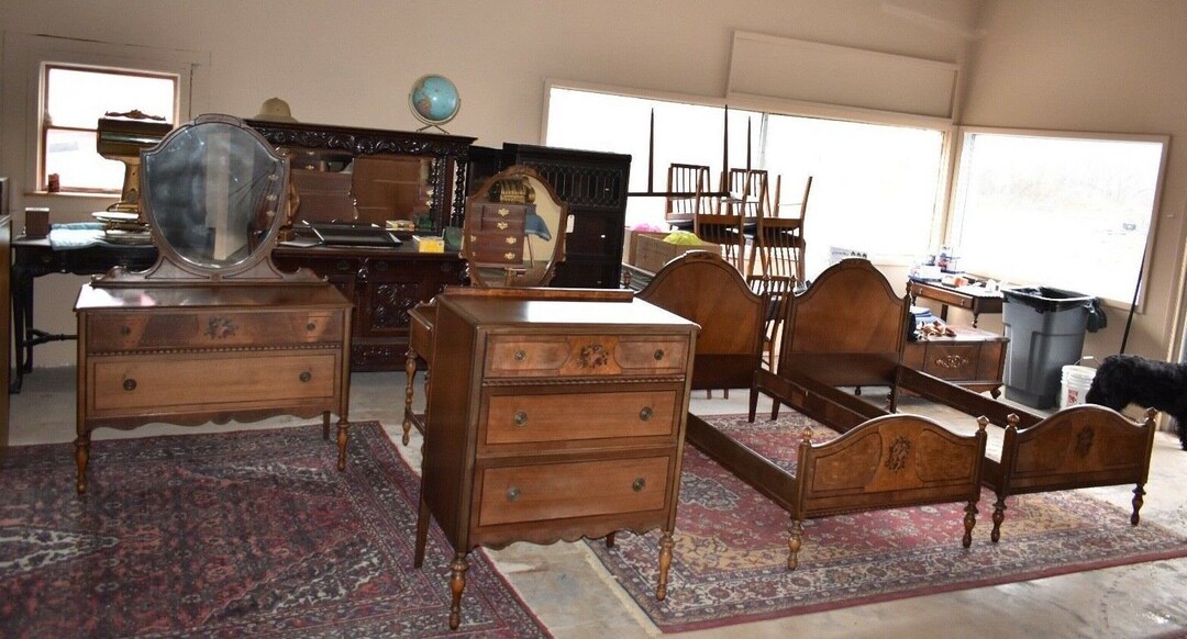 Rare Antique Berkey & Gay Walnut Bedroom Set Etsy