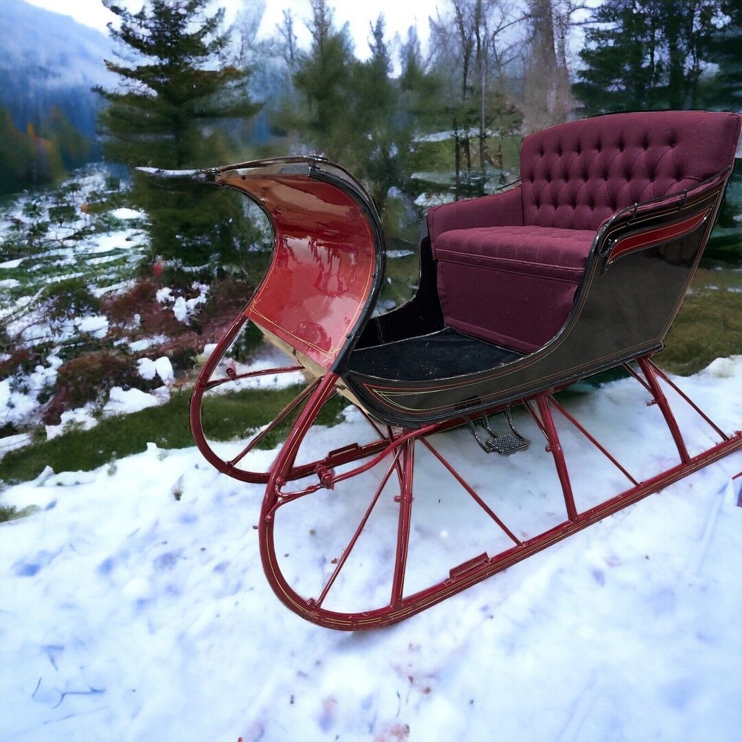 Restored Antique 2 Passenger Horse Drawn Sleigh With Shafts, Red - Etsy