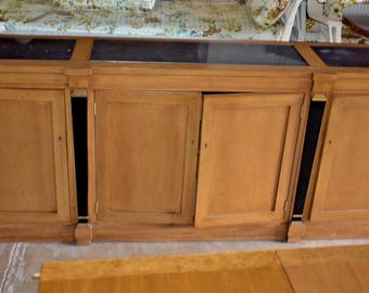 Mid Century Credenza Buffet Server Stone Top 80” Cabinet Sideboard 1960s