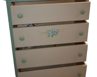 Antique Shabby Chic Dresser, Painted chest of drawers green and cream