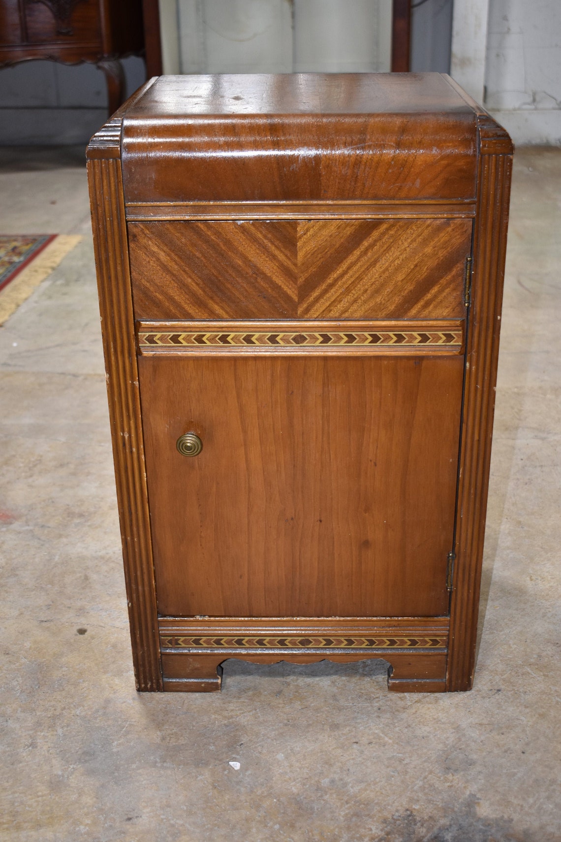 Antique Art Deco Waterfall Style Nightstand End Table Etsy