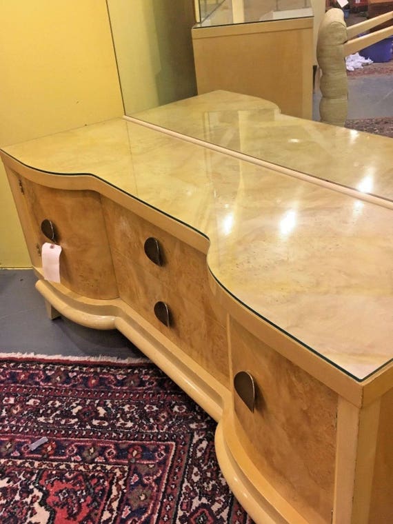 Antique Mid Century Modern Blond Bedroom Set Full Queen Vintage Furniture