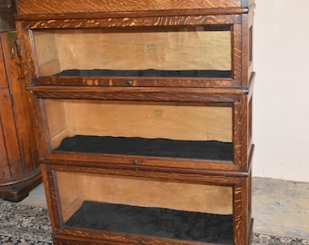 Macey Barrister Lawyer Bookcase 3 Stack Oak Sectional Display Case