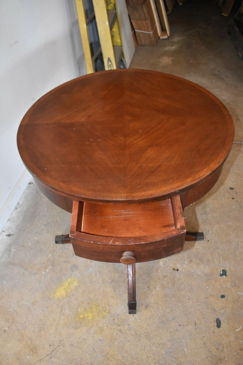 Antique Vintage Drum Side Table Lex Chair Co. Duncan Phyfe Etsy