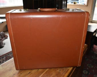Vintage Maximillian NY Suitcase Train Case Burgundy Satin Lined Luggage Retro