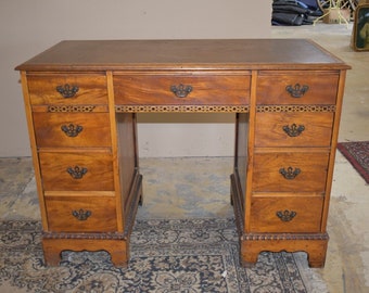 Antique Leather Top Kneehole Desk