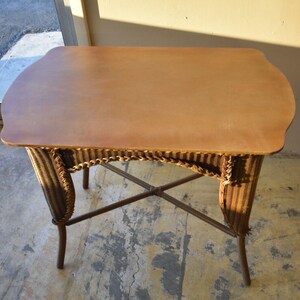 Vintage Wicker Side Table - Etsy