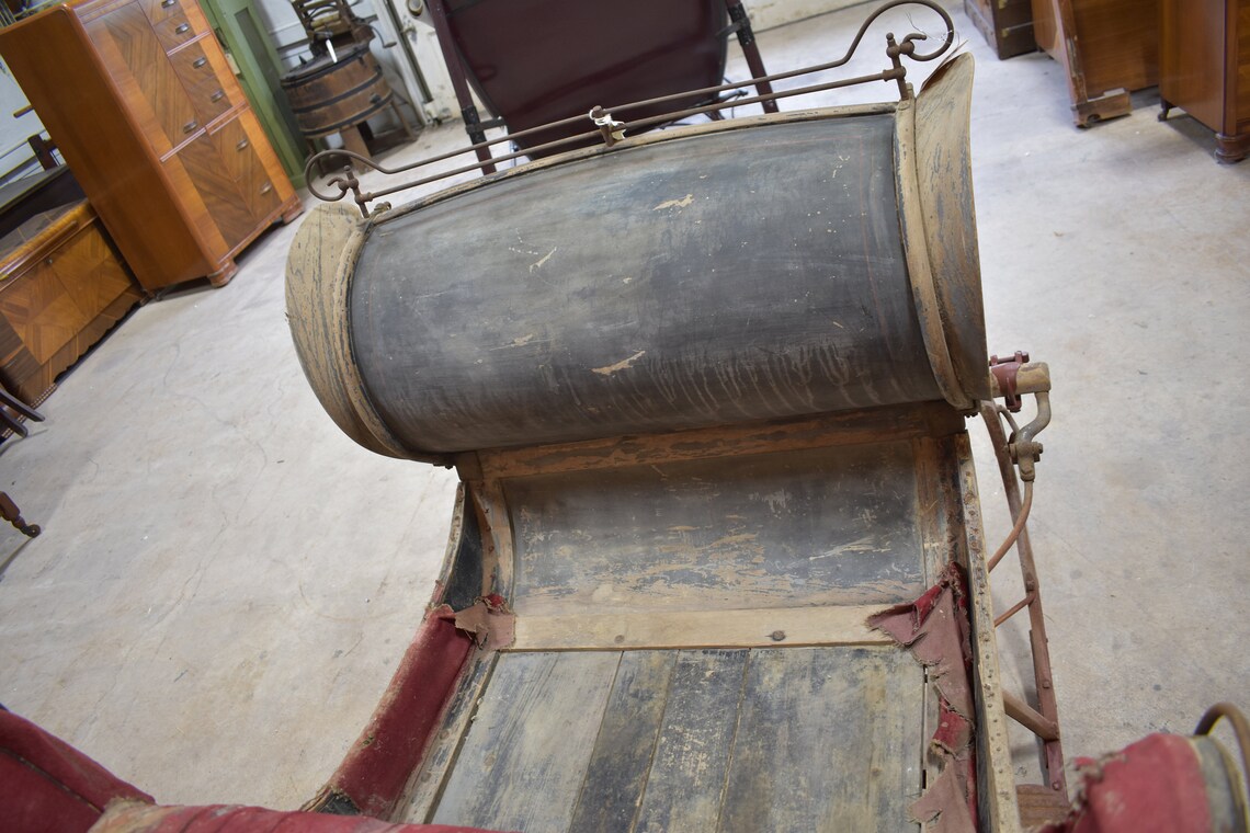 Antique Portland Cutter Horse Drawn Sleigh Black Red Etsy