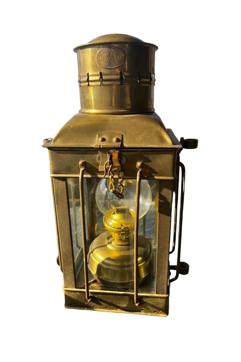 Vintage N R Neptune Brass Oil Lantern image 1