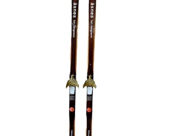 Vintage Set of Hickory Wood Skis, Ski Set by Asnes Made in Norway