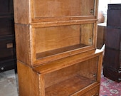 Antique 3 Stack Step Back Tiger Stripe Oak Barrister Lawyer 39 s Bookcase, Display