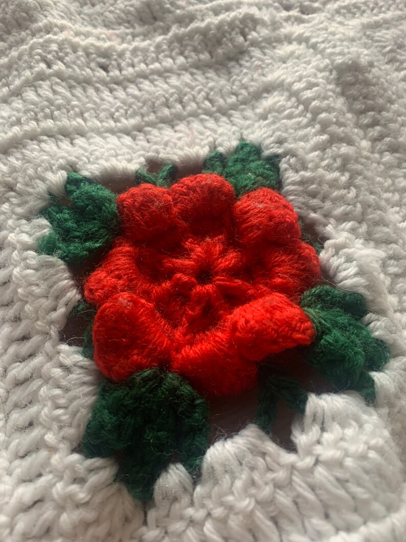 Handmade Bedspread Crocheted Queen Size Blanket Afghan 3D Rose Etsy UK