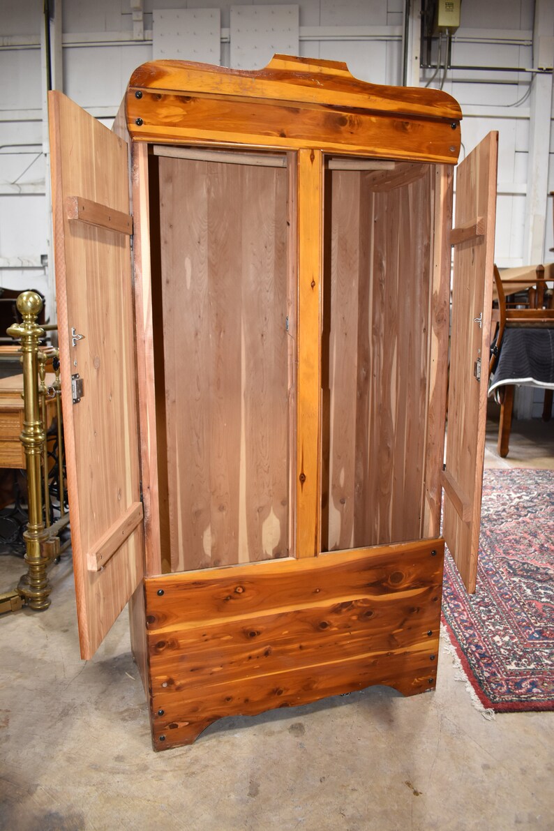 Mid Century Red Cedar Wardrobe Closet Vintage Furniture Etsy