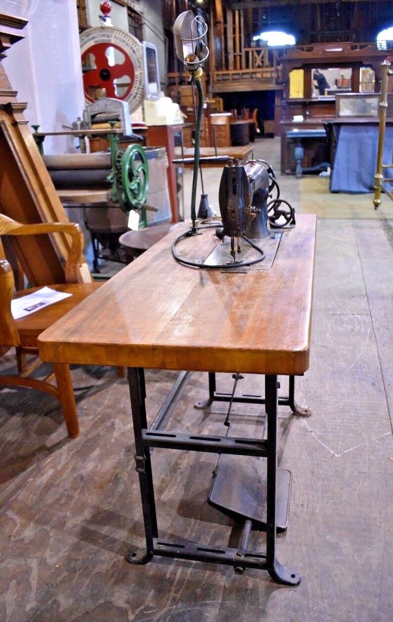Vintage Sewing Table Antique Industrial Table Singer ...