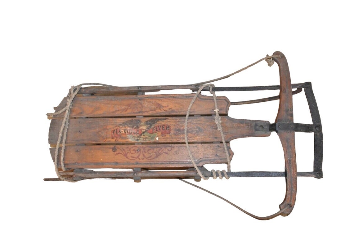 Spaulding & Rogers デザインシートカタログ 1986 1920's Flexible Flyer No 1 C Antique Primitive Wood Sled, Sleigh