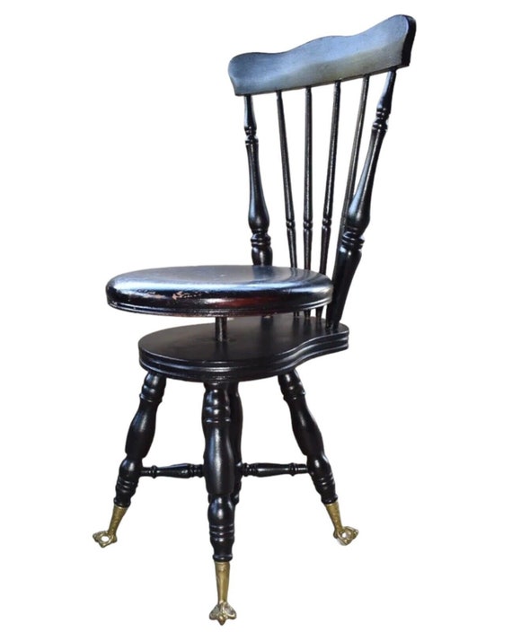 Antique piano sale stool with backrest