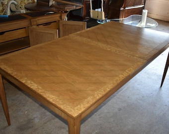 Mid Century Modern Dining Table 12 Ft Expandable w Leaves Burl Edge 72–144”