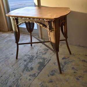Vintage Wicker Side Table - Etsy