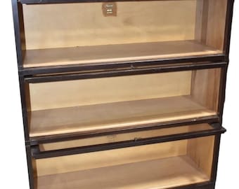 Macey Antique Mahogany 3 Stack Barrister Lawyer's Bookcase