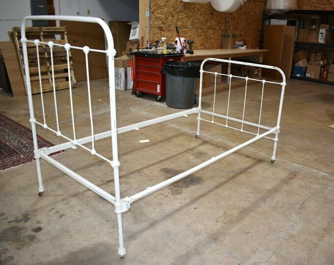 Antique Victorian Iron Bed Twin Size White Etsy
