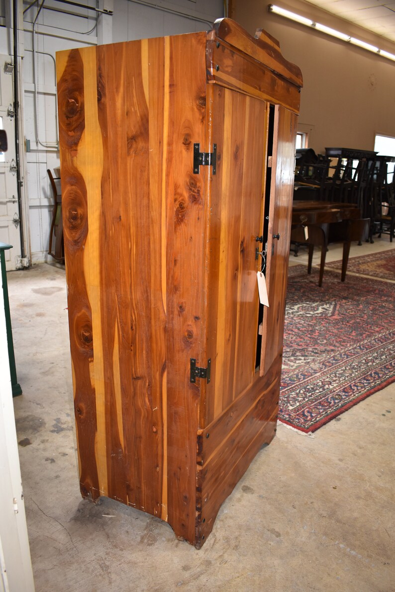 Mid Century Red Cedar Wardrobe Closet Vintage Furniture Etsy