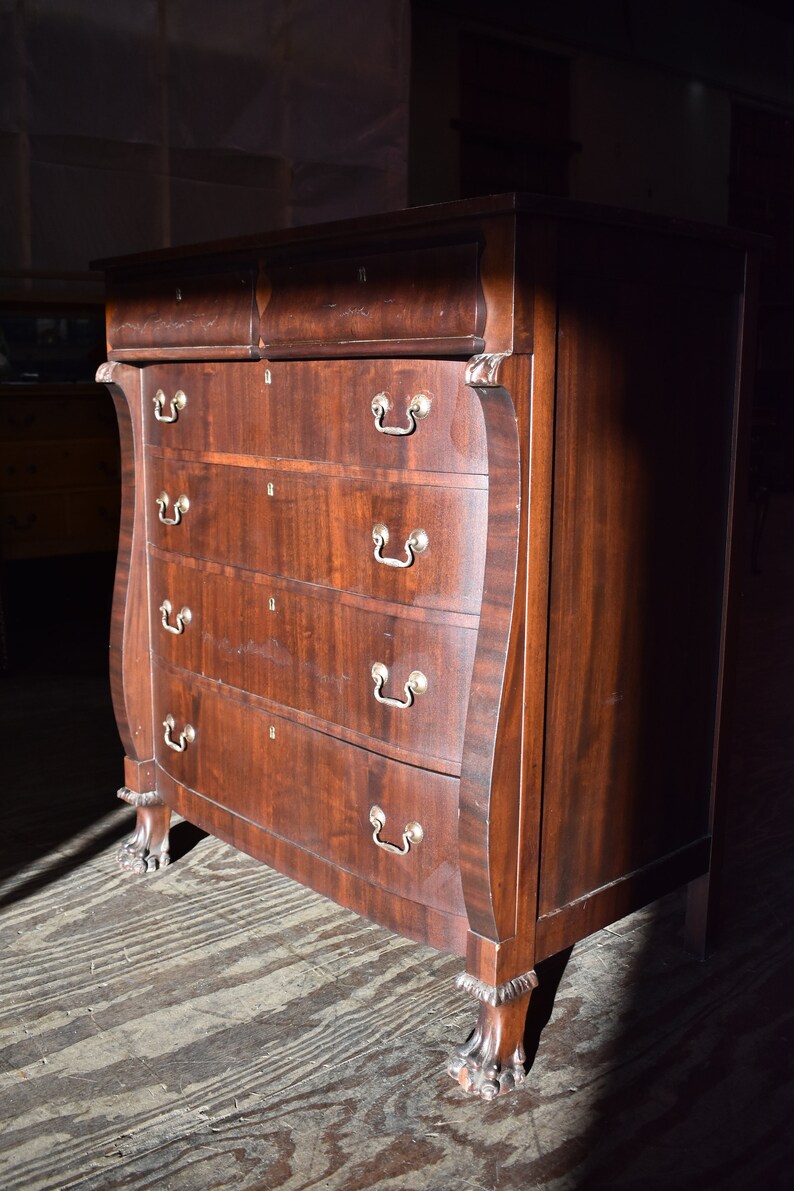 Antique Vintage Chest Of Drawers Bedroom Dresser Paw Feet Etsy