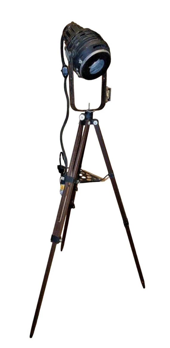 Antique Adjustable Tripod Theatre Floor Lamp