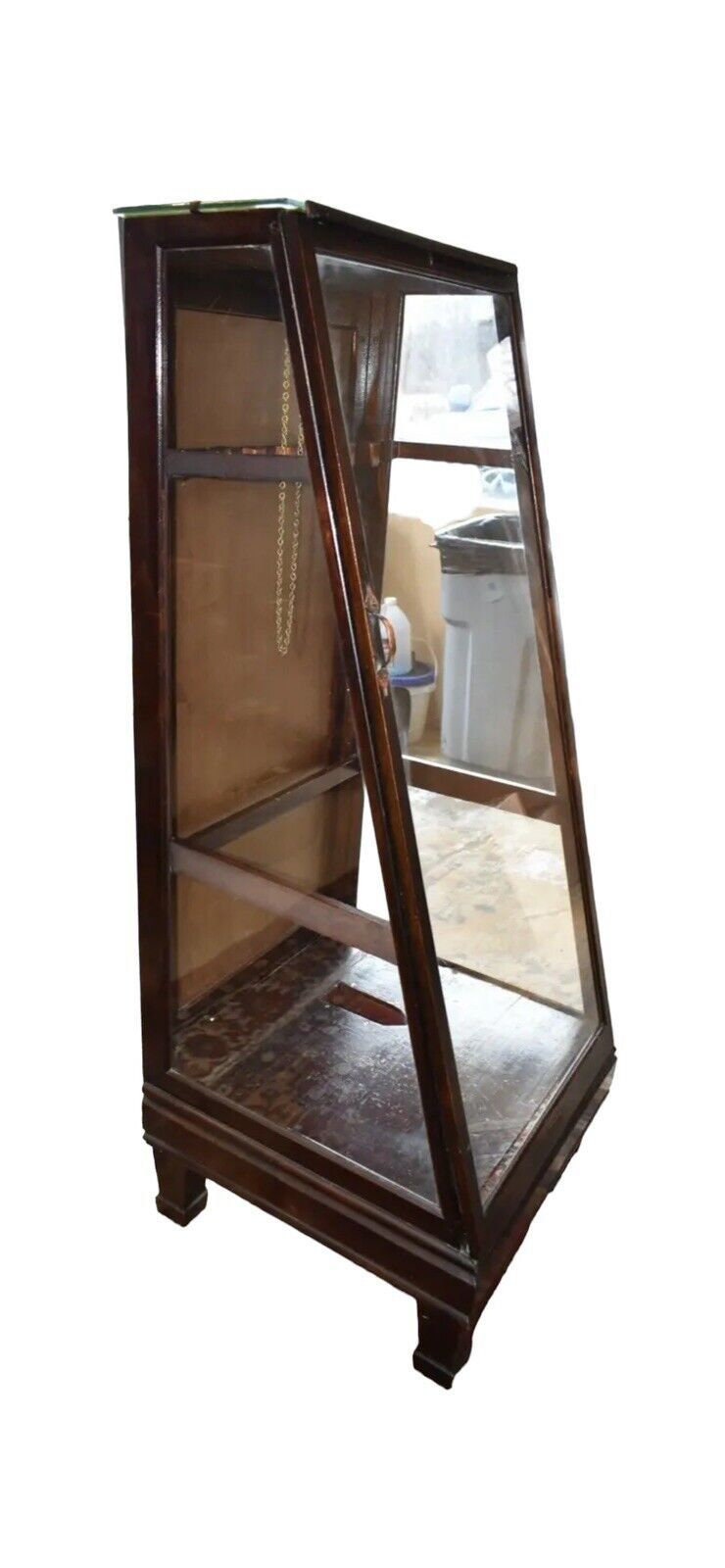 Columbus Show Case Antique Slant Front Glass Display Case Cabinet