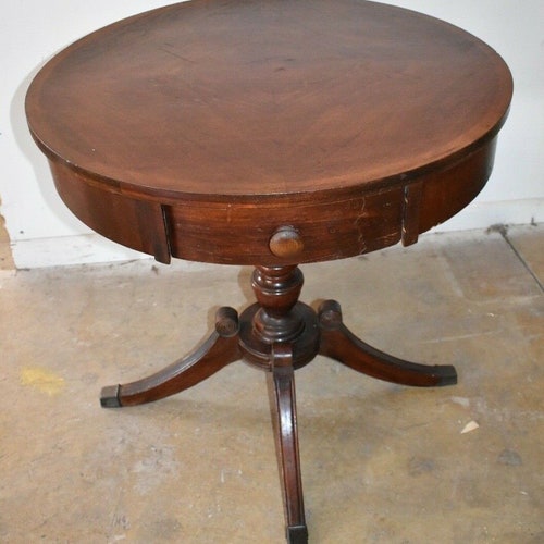 Duncan Phyfe Style Antique Vintage Drum Side Table Lex Chair Co