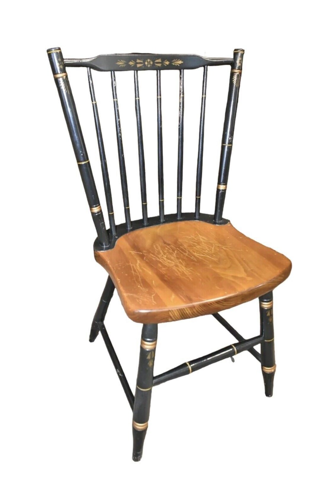 Vintage Hitchcock Windsor Style Side Chair Black Stenciled Etsy