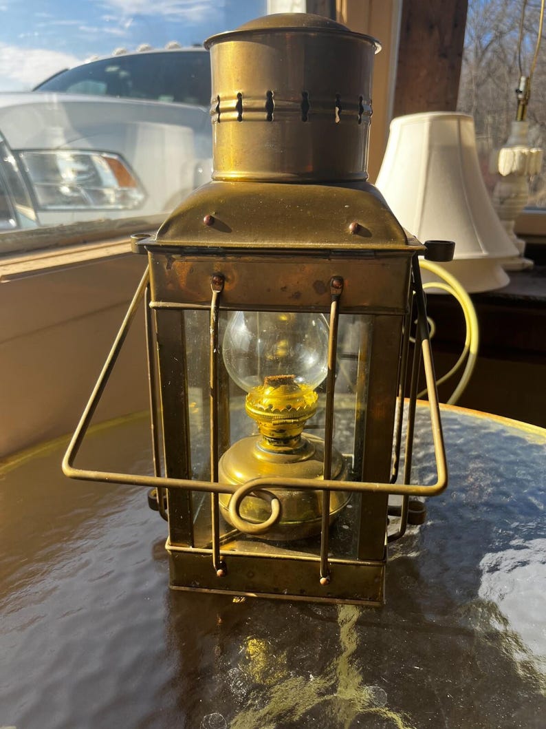 Vintage N R Neptune Brass Oil Lantern image 7
